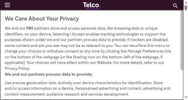 Screenshot of telcomagazine.com