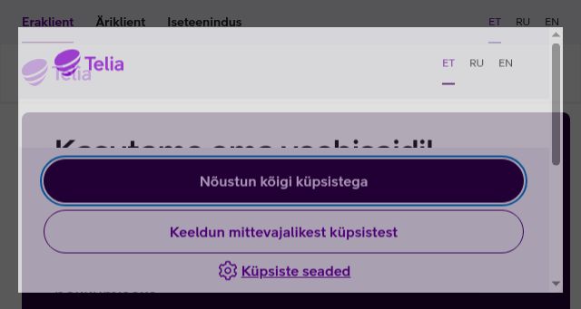Screenshot of telia.ee