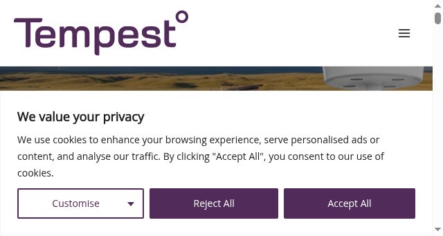 Screenshot of tempest.earth