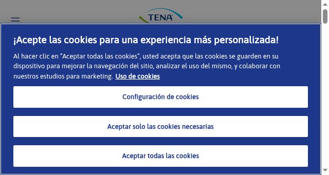 Screenshot of tena.es