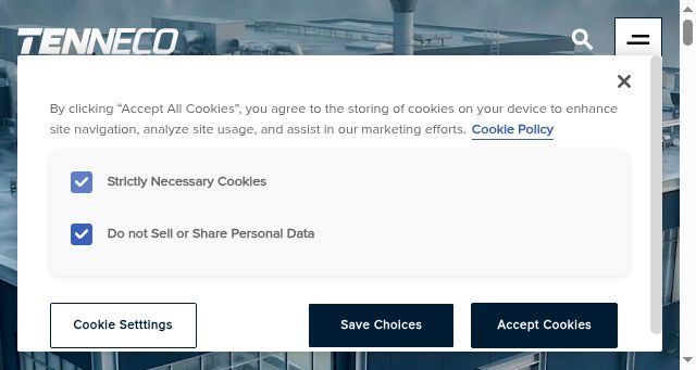 Screenshot of tenneco.com