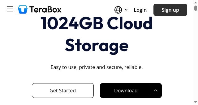 Screenshot of terabox.com