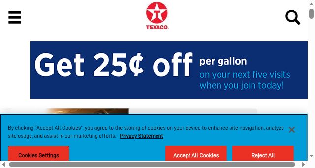 Screenshot of texaco.com