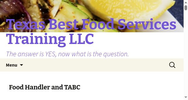 Screenshot of texas-food-handler.com