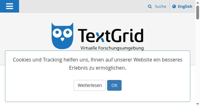Screenshot of textgrid.de