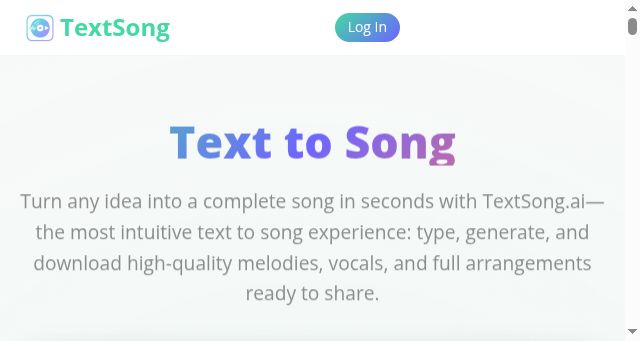 Screenshot of textsong.ai