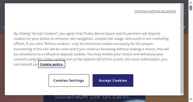 Screenshot of thalesaleniaspace.com