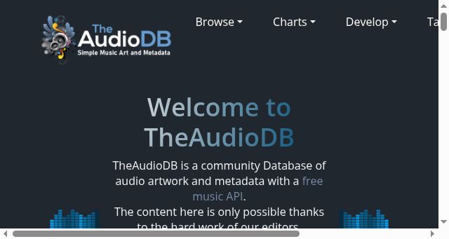Screenshot of theaudiodb.com