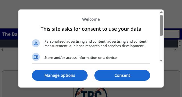 Screenshot of thebaseballcube.com
