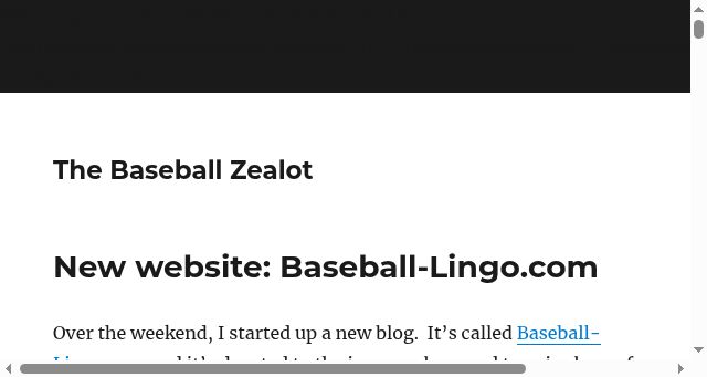 Screenshot of thebaseballzealot.com
