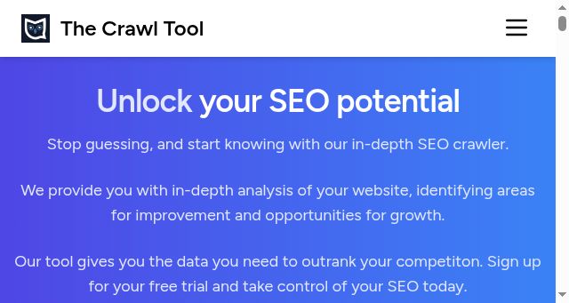 Screenshot of thecrawltool.com