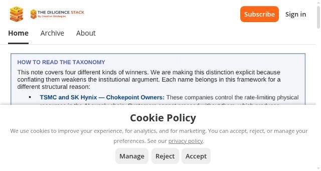 Screenshot of thediligencestack.com