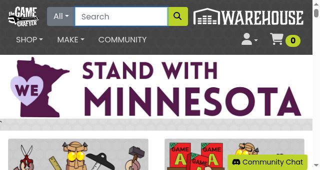 Screenshot of thegamecrafter.com