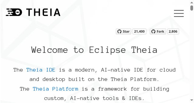Screenshot of theia-ide.org
