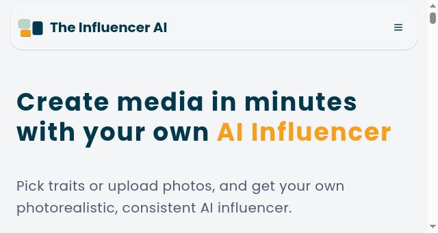 Screenshot of theinfluencer.ai