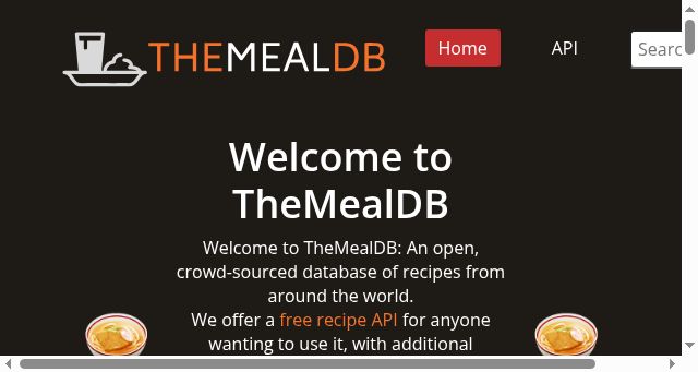 Screenshot of themealdb.com