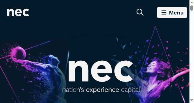 Screenshot of thenec.co.uk