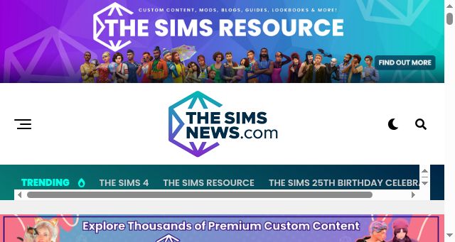 Screenshot of thesimsnews.com