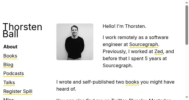 Screenshot of thorstenball.com