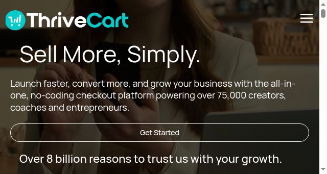 Screenshot of thrivecart.com