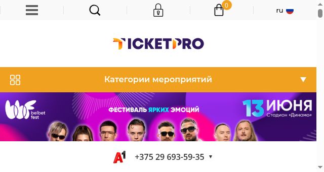 Screenshot of ticketpro.by