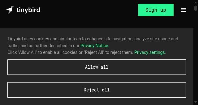 Screenshot of tinybird.co
