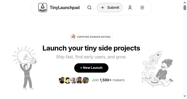 Screenshot of tinylaunchpad.com