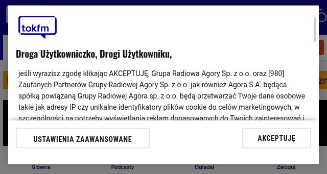 Screenshot of tokfm.pl