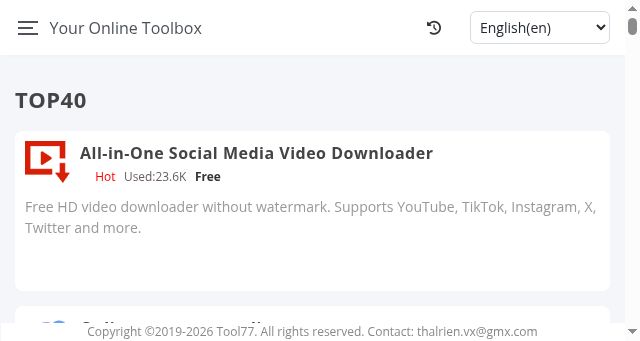 Screenshot of tool77.com