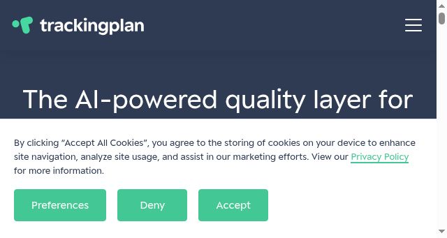 Screenshot of trackingplan.com