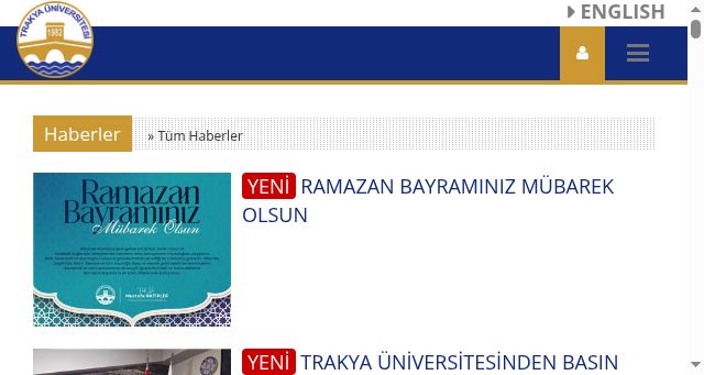 Screenshot of trakya.edu.tr