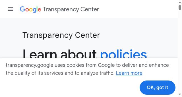 Screenshot of transparency.google