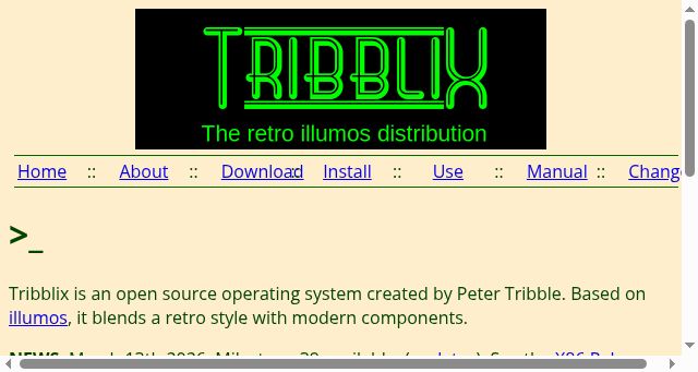 Screenshot of tribblix.org