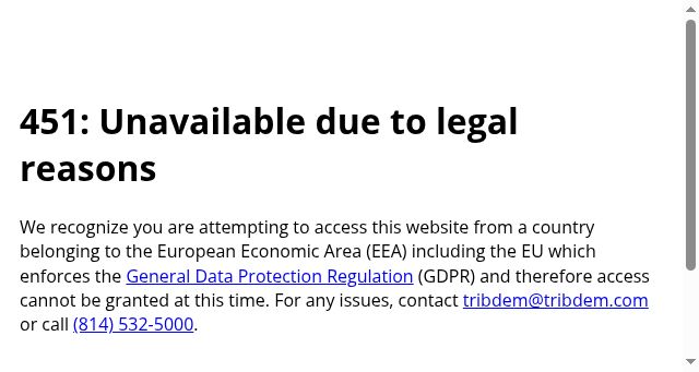 Screenshot of tribdem.com