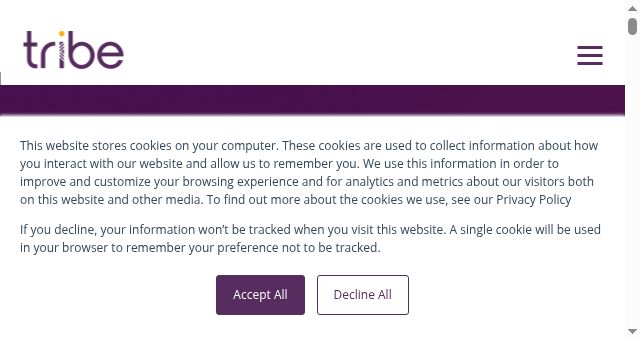 Screenshot of tribepayments.com