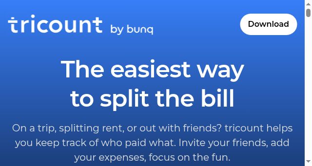 Screenshot of tricount.com