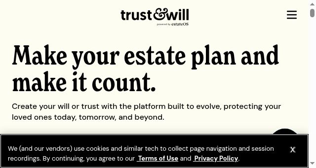 Screenshot of trustandwill.com