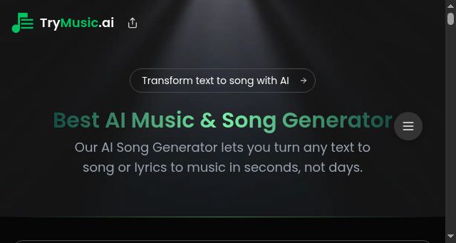 Screenshot of trymusic.ai