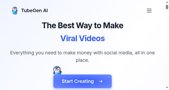 Screenshot of tubegen.ai