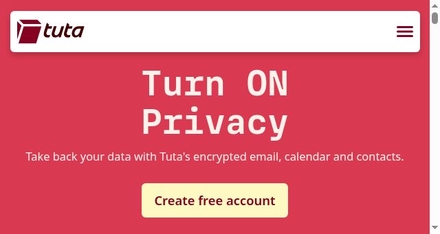 Screenshot of tuta.com