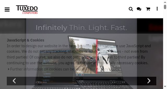 Screenshot of tuxedocomputers.com