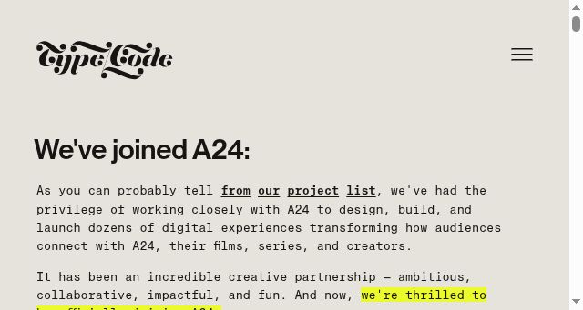 Screenshot of typecode.com