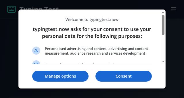 Screenshot of typingtest.now
