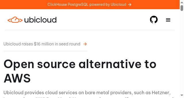 Screenshot of ubicloud.com