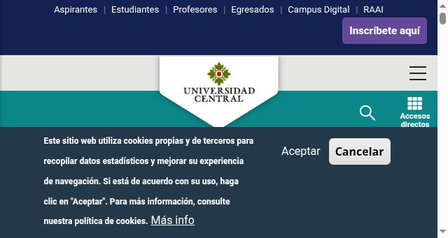 Screenshot of ucentral.edu.co