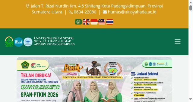 Screenshot of uinsyahada.ac.id