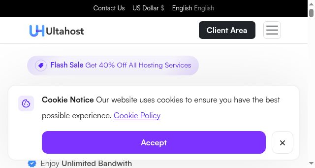 Screenshot of ultahost.com