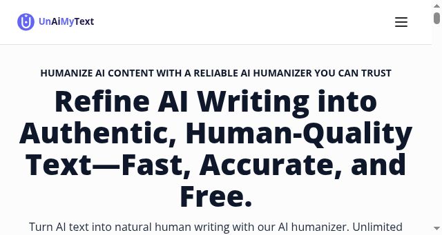 Screenshot of unaimytext.io