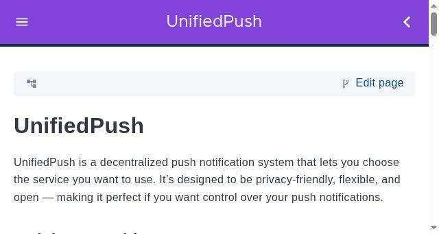 Screenshot of unifiedpush.org