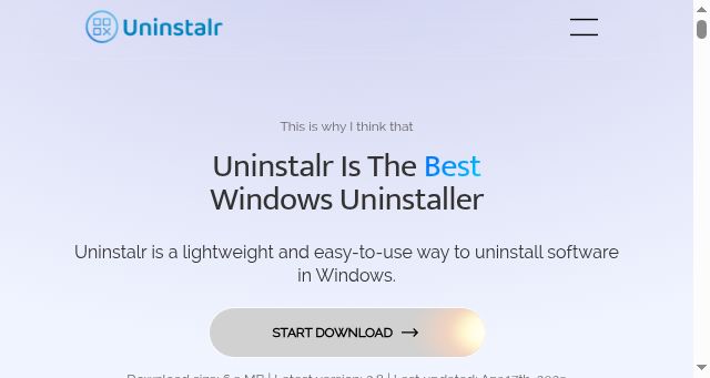 Screenshot of uninstalr.com